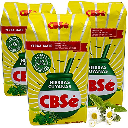 Yerba Mate Tee CBSé Hierbas Cuyanas 1.5 kg (0.5 kg x 3) aus Argentinien | Detox und Energie Getränk von Yerbee