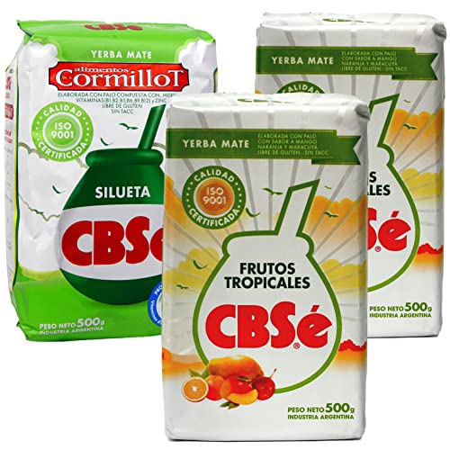 Yerba Mate Tee Set: CBSe Yerba Mate Frutos Tropicales 2 x 500g + CBSe Yerba Mate Silueta 500g | Yerba Mate aus Argentinien | Detox und Energie Getränk von Yerbee