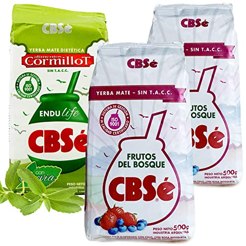 Yerba Mate Tee Set: CBSe Yerba Mate Frutos del Bosque 2 x 500g + CBSe Yerba Mate Endulife 500g | Yerba Mate aus Argentinien | Detox und Energie Getränk von Yerbee