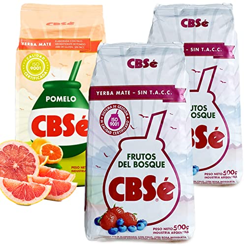 Yerba Mate Tee Set: CBSe Yerba Mate Frutos del Bosque 2 x 500g + CBSe Yerba Mate Pomelo 500g | Yerba Mate aus Argentinien | Detox und Energie Getränk von Yerbee