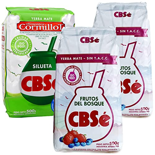 Yerba Mate Tee Set: CBSe Yerba Mate Frutos del Bosque 2 x 500g + CBSe Yerba Mate Silueta 500g | Yerba Mate aus Argentinien | Detox und Energie Getränk von Yerbee