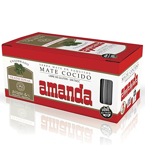 Amanda Yerba Mate Tee Cocido Tradicional 25 Teebeutel (75g) + Geschenk Probe (40g) |Reich an Vitaminen und Antioxidantien | Wachmacher Tee mit Koffein | Argentinien von Yerbox