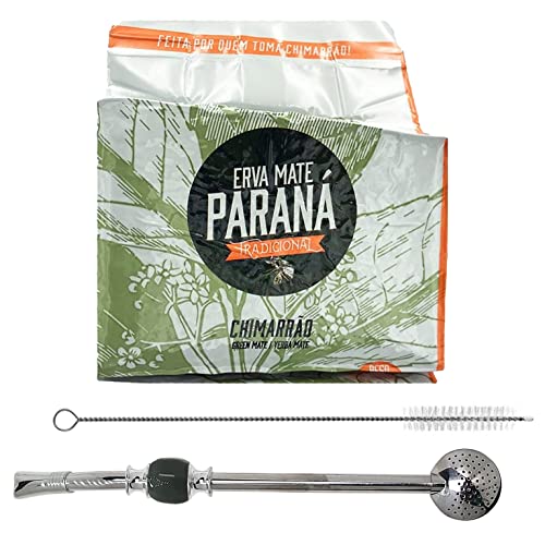 Erva Mate Parana Chimarrao + Bombilla-Geschenk Set (Grau), mit Reinigungsbürste im Geschenkkarton | Strohhalm Bürste | Trinkhalm mit Filterlöffel | Sieb für Yerba Mate, Matcha, losen Tee | Mate Set von Yerbox