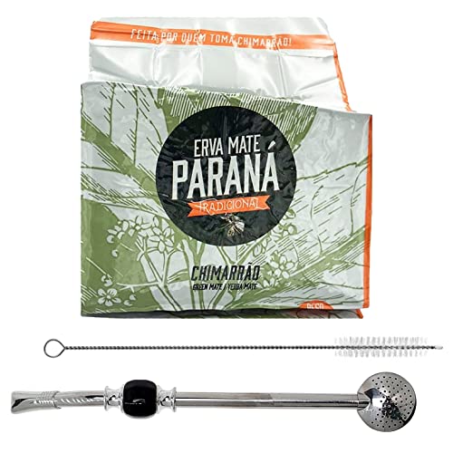 Erva Mate Parana Chimarrao + Bombilla-Geschenk Set (Schwarz), mit Reinigungsbürste im Geschenkkarton | Strohhalm Bürste | Trinkhalm mit Filterlöffel | Sieb für Yerba Mate, Matcha, losen Tee, Mate Set von Yerbox