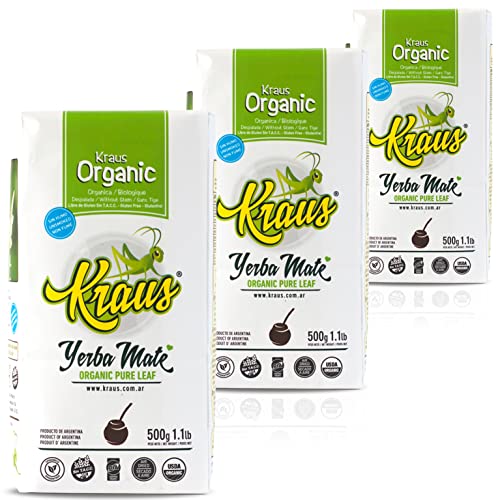 Kraus Yerba Mate Tee Pure Leaf 1.5kg (500g x 3) + Geschenk Probe (40g):Reich an Antioxidantien und Vitaminen, beschleunigt den Stoffwechsel, zuckerfrei | Argentinien von Yerbox
