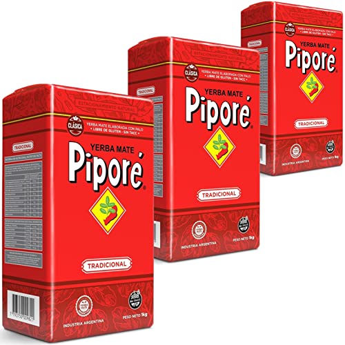 Pipore Yerba Mate Tee Tradicional 3kg (1000g x 3) + Geschenk Probe (40g):Reich an Antioxidantien und Vitaminen, beschleunigt den Stoffwechsel, zuckerfrei | Argentinien von Yerbox