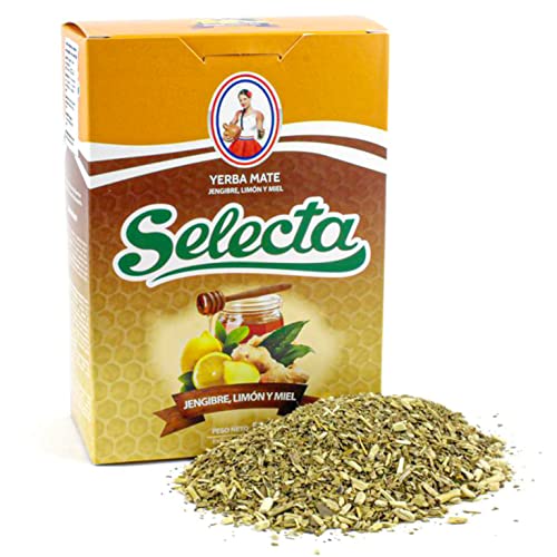 Selecta Yerba Mate Tee (Ingwer Honig Zitrone) 0.5 kg + Geschenk Probe (40g): Reich an Antioxidantien und Vitaminen, beschleunigt den Stoffwechsel, zuckerfrei | Paraguay von Yerbox