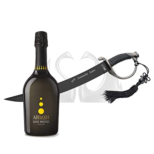 Yeseatis Sabrage Kit - Due Cigni Sommelier-Säbel 1896 Schwarze Klinge - Cuvee Prestige Spumante Extra Dry - 0,75 l von YesEatIs