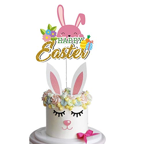 2 Set Osterhasenohren Kuchendekoration Dekorationen mit Wimpern Nase Happy Easter Cupcake Topper für Ostern Weihnachten Geburtstag Party Decor Supplies von Yinxiang Jie