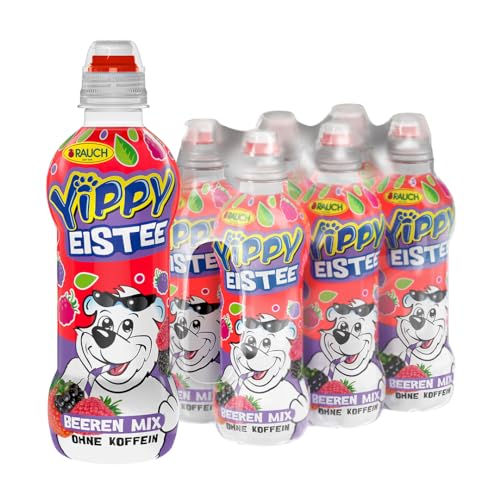 Yippy Eistee Beeren Mix | der fruchtig farbenfrohe Kinderspaß | aus entkoffeiniertem Schwarztee und Hagebutten | 6x 330ml PET Flasche von Yippy