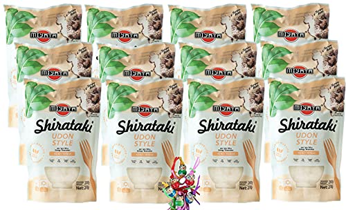 yoaxia ® - 12er Pack - [ 12 x 270g / 200g ATG ] MIYATA Shirataki Konjak [ Udon Style ] LOW CARB + ein kleines Glückspüppchen - Holzpüppchen von Marke: yoaxia