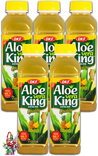 yoaxia ® - [ 5x 500ml ] Aloe Vera King Getränk ANANAS / Aloe Vera Drink inkl. 5x€0,25 Einwegpfand + ein kleiner Glücksanhänger gratis von yoaxia