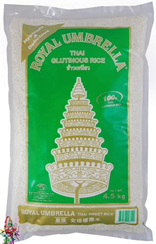 yoaxia ® Marke Set - Royal Umbrella weißer Klebreis 4,5kg | Thai Glutinous Rice | Klebereis + ein kleiner Glücksanhänger gratis von Zeelec