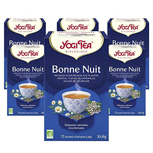 Yogi Tea - Abend, Ayurvedischer Bio Gewürz- und Kräutertee, von Natur aus koffeinfrei, Mischung aus Fenchel, Kamillenblüten und Baldrianwurzel, Yogi Tee 3er Pack, 3x17 Beutel (51 Teebeutel insgesamt) von Yogi Tea