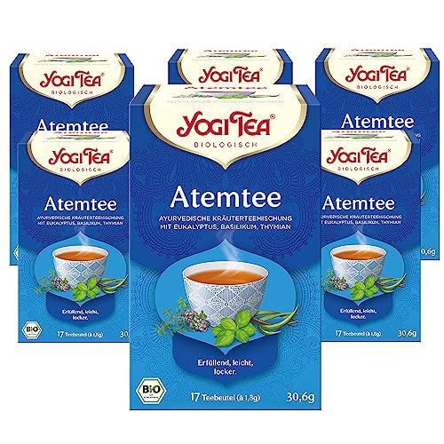 Yogi Tea -Atem Tee, Ayurvedischer Bio Gewürztee, mit Eukalyptus und würzigem Thymian, Yogi Tee 3er Pack, 3x17 Beutel (51 Teebeutel insgesamt) von Yogi Tea