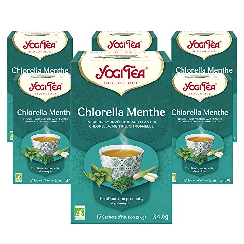 Yogi Tea - Minzige Chlorella, Ayurvedischer Bio-Kräutertee, Mischung aus Chlorella, Minze und Zitronengras, Yogi Tee 3er Pack, 3x17 Beutel (51 Teebeutel insgesamt), Ideal als Geschenk von Yogi Tea