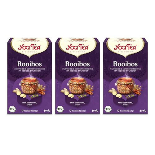 Yogi Tea - Rooibos, Ayurvedischer Bio Gewürz- und Kräutertee, von Natur aus koffeinfrei, Mischung aus Rooibos, Zimt und Nelken, Yogi Tee 3er Pack, 3x17 Beutel (102 Teebeutel insgesamt) von Yogi Tea