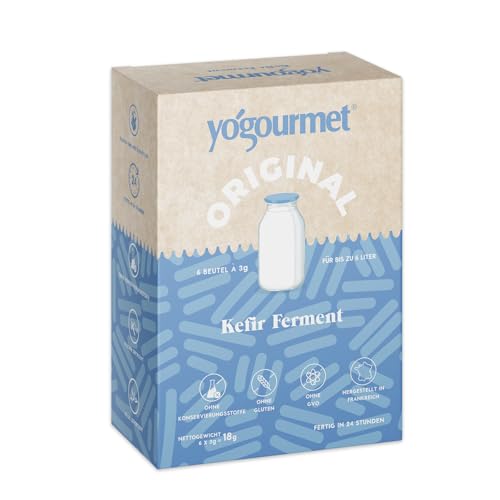 Yogourmet - Starterkultur Kefir (6 Beutel = 6 Liter) - Machen Sie Milchkefir zu Hause - Natürlich, Glutenfrei, Koscher, Halal von Yogourmet