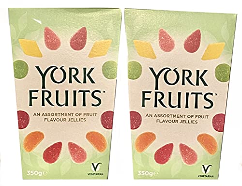 York Fruits Flavour Jellies 2er Pack 350g Neu geformte Box Weihnachtsbonbons Zitrone Kirsche Himbeere Mandarine Erdbeere Limette von York Fruits