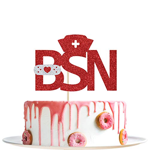 BSN Tortenaufsatz mit Glitzer-Congrats – BSN Graduation Dekorationen – 2021 Krankenschwester RN Girlande Medizinische Schule Abschlussfeier Party Dekorationen von YotaWish