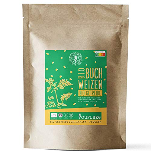 YouFlake BIO Getreide 2,5 kg BigPack | 100% Bio Getreide aus Deutschland | Getreide zum Mahlen oder Flocken | Für Müsli und zum Backen (Bio Buchweizen)… von YouFlake