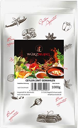 Zimt gemahlen, Ceylon Zimt, frische Ernte, keimreduziert. Spitzenqualität aus Sri Lanka. Beutel 1000g. (1,0 KG) von Yubaoly