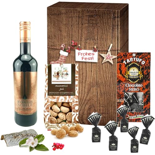 Dolce d´Alba: Italienischer Rotwein und Trüffelpralinen - Geschenkset für Weihnachten von Yui`s Delikatessen