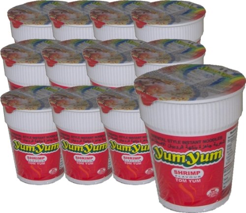 12 x Cup Nudelsuppe mit Shrimp / Tom Yum Geschmack - yumyum 70g - asiafoodland Spar-Set inkl. 3 x gratis Real Stevia Sticks (3x2 g) von Yum Yum