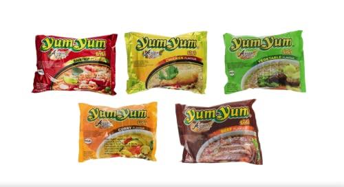 30 Asia Instant Nudel Mix, YumYum Chicken/Huhn, Yum Yum Beef/Rind, Yum Yum Shrimp/Garnele, Yum Yum Vegetable/Gemüse und Yum Yum Curry | 30er Big Pack (30 x 60g) von Yum Yum