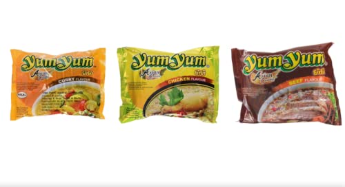 30 Asia Instant Nudel Mix, YumYum Curry, Yum Yum Beef/Rind und Yum Yum Chicken/Huhn | 30er Big Pack (30 x 60g) von Yum Yum