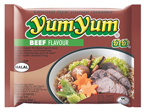 Rind, Instant Nudel Suppe, Orientalischer Stil, Yum Yum 60g (Packung mit 6) von Yum Yum