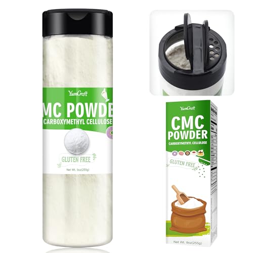 CMC Pulver 255g - Natürlicher reiner CMC Pulverkleber, geeignet für den Einsatz als Carboxymethylcellulose Verdickungsmittel in Heißtopf, Kuchen, Eis, Tiefkühlkost, Süßigkeiten, Soßen und Desserts von YumCraft