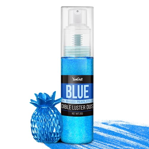 Essbarer Glitzer Spray für Getränke - 20g Lebensmittel Glitzerpulve für Likör, Cocktails, Dekorieren Torten - Geschmacklos Glitzer Pulver Glitzerstaub für Sekt, Wein, Champagner, Backen (Blau) von YumCraft