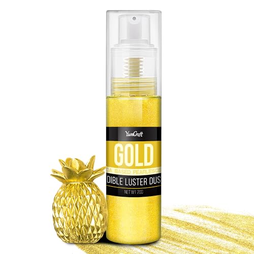 Essbarer Glitzer Spray für Getränke - 20g Lebensmittel Glitzerpulve für Likör, Cocktails, Dekorieren Torten - Geschmacklos Glitzer Pulver Glitzerstaub für Sekt, Wein, Champagner, Backen (Gold) von YumCraft