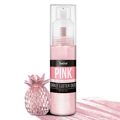 Essbarer Glitzer Spray für Getränke - 20g Lebensmittel Glitzerpulve für Likör, Cocktails, Dekorieren Torten - Geschmacklos Glitzer Pulver Glitzerstaub für Sekt, Wein, Champagner, Backen (Rosa) von YumCraft