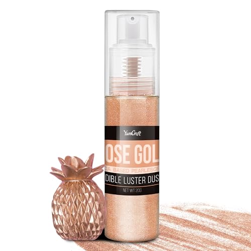 Essbarer Glitzer Spray für Getränke - 20g Lebensmittel Glitzerpulve für Likör, Cocktails, Dekorieren Torten - Geschmacklos Glitzer Pulver Glitzerstaub für Sekt, Wein, Champagner, Backen (Roségold) von YumCraft