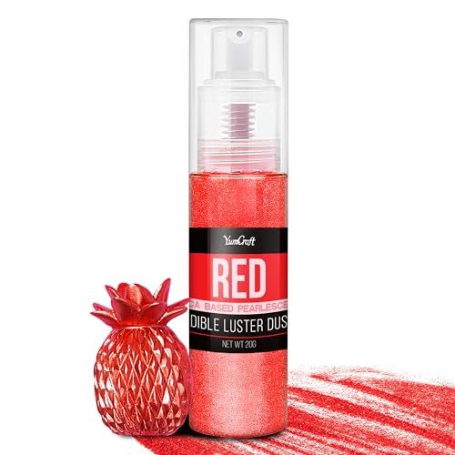 Essbarer Glitzer Spray für Getränke - 20g Lebensmittel Glitzerpulve für Likör, Cocktails, Dekorieren Torten - Geschmacklos Glitzer Pulver Glitzerstaub für Sekt, Wein, Champagner, Backen (Rot) von YumCraft