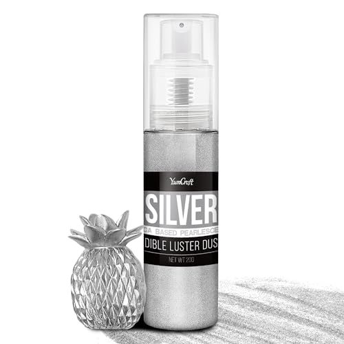 Essbarer Glitzer Spray für Getränke - 20g Lebensmittel Glitzerpulve für Likör, Cocktails, Dekorieren Torten - Geschmacklos Glitzer Pulver Glitzerstaub für Sekt, Wein, Champagner, Backen (Silber) von YumCraft