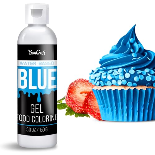 Lebensmittelfarbe Gel - Hoch Konzentriert Gel Lebensmittel Farbe zum Kuchen, Backen, Ostereiern, Getränken - Zuckerfrei Food Coloring für Fondant, Zuckerguss, Slime, Tortendeko (Blau, 150g) von YumCraft