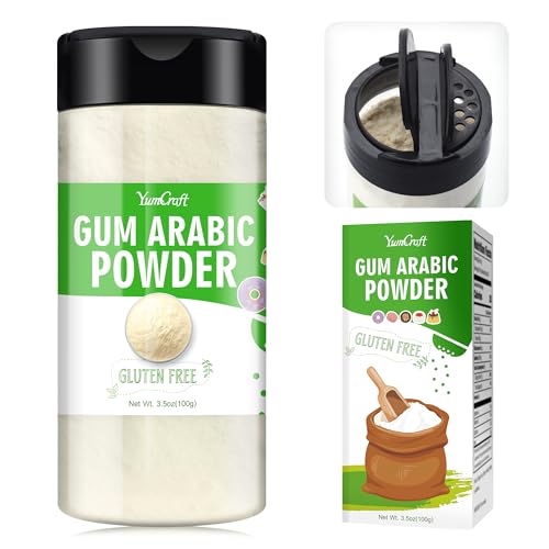 Gummi arabicum Pulver 170g, 100% Reiner arabischer Kautschuk in Lebensmittelqualität für Aquarellfarbe, Backen, Kosmetik, Gummi arabischer Verdickungsmittel für Eis, Kuchen, Gummi, Gum Arabic Powder von YumCraft