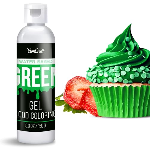 Lebensmittelfarbe Gel - Hoch Konzentriert Gel Lebensmittel Farbe zum Kuchen, Backen, Ostereiern, Getränken - Zuckerfrei Food Coloring für Fondant, Zuckerguss, Slime, Tortendeko (Grün, 150g) von YumCraft