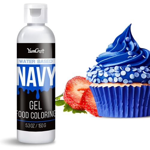 Lebensmittelfarbe Gel - Hoch Konzentriert Gel Lebensmittel Farbe zum Kuchen, Backen, Ostereiern, Getränken - Zuckerfrei Food Coloring für Fondant, Zuckerguss, Slime, Tortendeko (Navy, 150g) von YumCraft