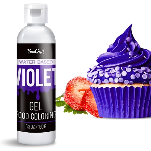 Lebensmittelfarbe Gel - Hoch Konzentriert Gel Lebensmittel Farbe zum Kuchen, Backen, Ostereiern, Getränken - Zuckerfrei Food Coloring für Fondant, Zuckerguss, Slime, Tortendeko (Violett, 150g) von YumCraft