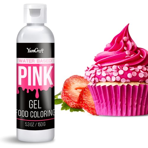 Lebensmittelfarbe Gel - Hoch Konzentriert Gel Lebensmittel Farbe zum Kuchen, Backen, Ostereiern, Getränken - Zuckerfrei Food Coloring für Fondant, Zuckerguss, Slime, Tortendeko (Rosa, 150g) von YumCraft