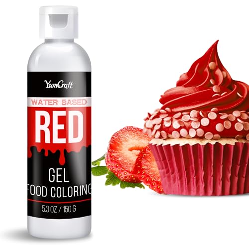 Lebensmittelfarbe Gel - Hoch Konzentriert Gel Lebensmittel Farbe zum Kuchen, Backen, Ostereiern, Getränken - Zuckerfrei Food Coloring für Fondant, Zuckerguss, Slime, Tortendeko (Rot, 150g) von YumCraft