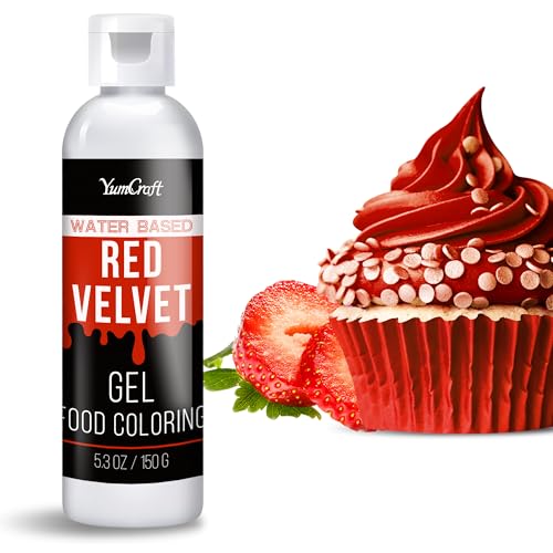 Lebensmittelfarbe Gel - Hoch Konzentriert Gel Lebensmittel Farbe zum Kuchen, Backen, Ostereiern, Getränken - Zuckerfrei Food Coloring für Fondant, Zuckerguss, Slime, Tortendeko (Roter Samt, 150g) von YumCraft