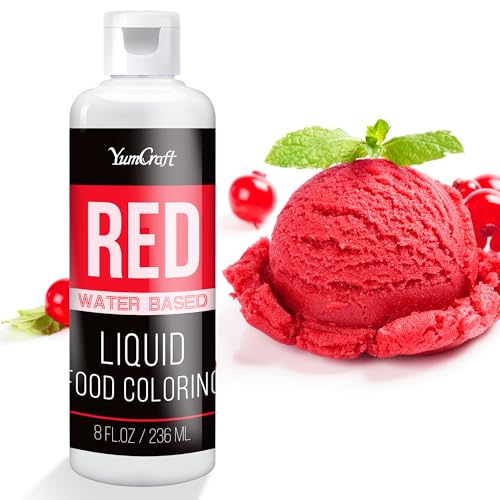 Lebensmittelfarbe - Hoch Konzentriert Flüssig Lebensmittel Farbe zum Kuchen, Backen, Ostereiern, Getränken - Zuckerfrei Food Coloring für Fondant, Zuckerguss, Slime, Tortendeko (Rot, 236ml) von YumCraft