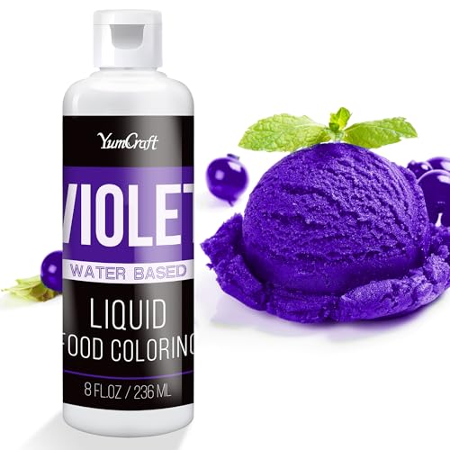 Lebensmittelfarbe - Hoch Konzentriert Flüssig Lebensmittel Farbe zum Kuchen, Backen, Ostereiern, Getränken - Zuckerfrei Food Coloring für Fondant, Zuckerguss, Slime, Tortendeko (Violett, 236ml) von YumCraft