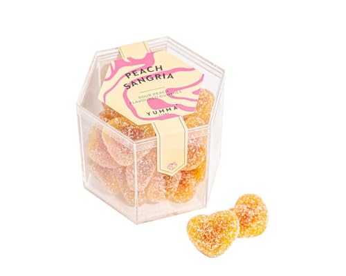 Yumma Candy Peach Sangria, 97 g – Fruchtgummis mit saurem Kern in eleganter Hexagon Box von Yumma