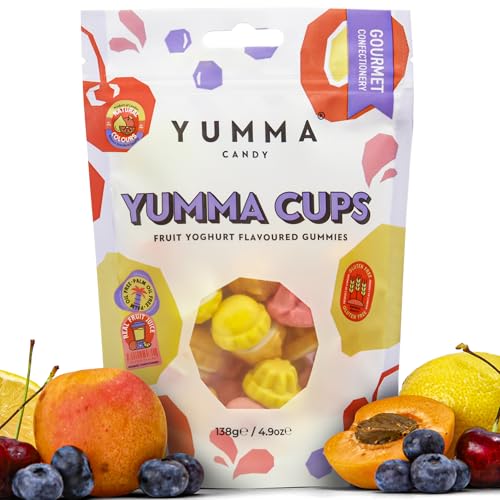 Yumma Candy Yumma Cups, 138 g – Fruchtjoghurt-Gummibonbons mit Magermilchjoghurtpulver im wiederverschließbaren Beutel von Yumma